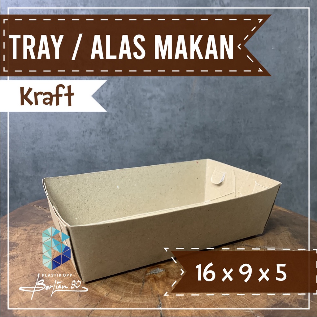 Paper Tray Dine In 16x9x5 Kraft 300gsm Piring Nampan Kertas Alas Tempat Makan (50 pcs)