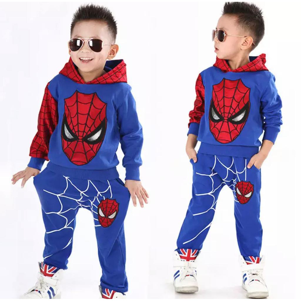 SETELAN HOODIE ANAK LAKI LAKI SETELAN SWEATER HOODIE ANAK 1-5 TAHUN HOODIE SPIDRMAN HOODIE ANAK