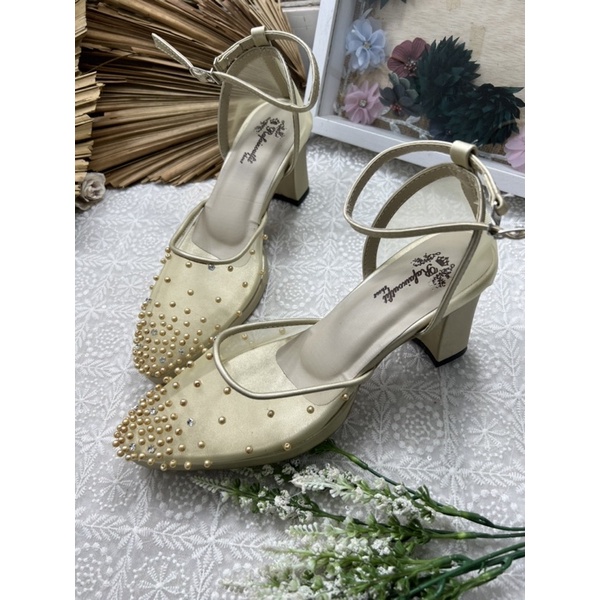 sepatu wanita Rafaizoutfit Aqila gold tinggi 7cm tahu