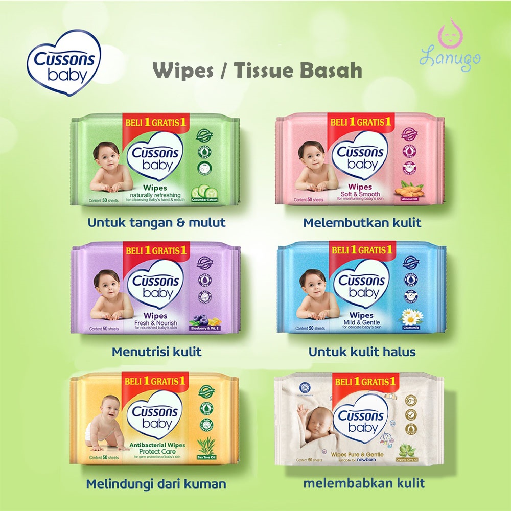 Cussons Baby Wipes Buy 1 Get 1 50s / Tisu Basah Bayi / Tissue Basah Bayi Newborn Cusson