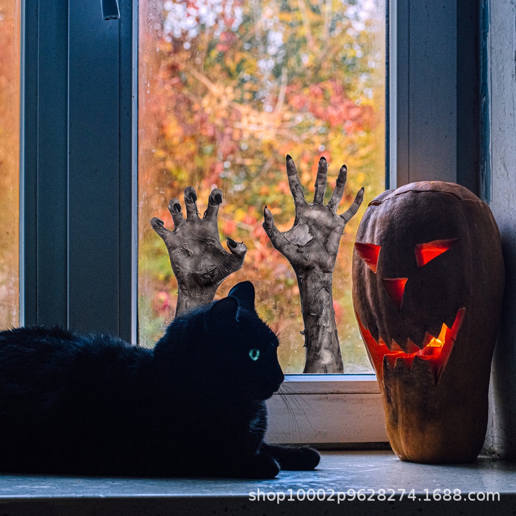 Stiker Dinding Desain Tangan Hantu Horror 3d Untuk Dekorasi Pesta Halloween