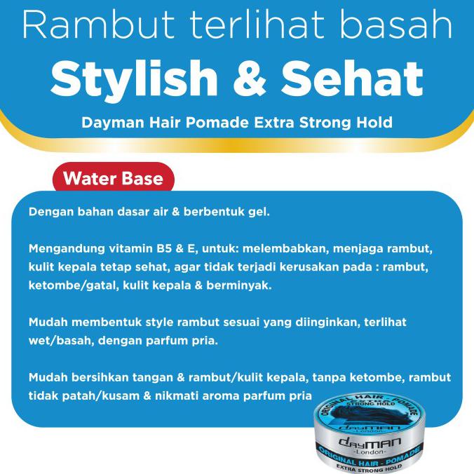 Produk Unggulan Dayman Hair Pomade - Extra Strong Hold 80 Gr X 3 Terbatas