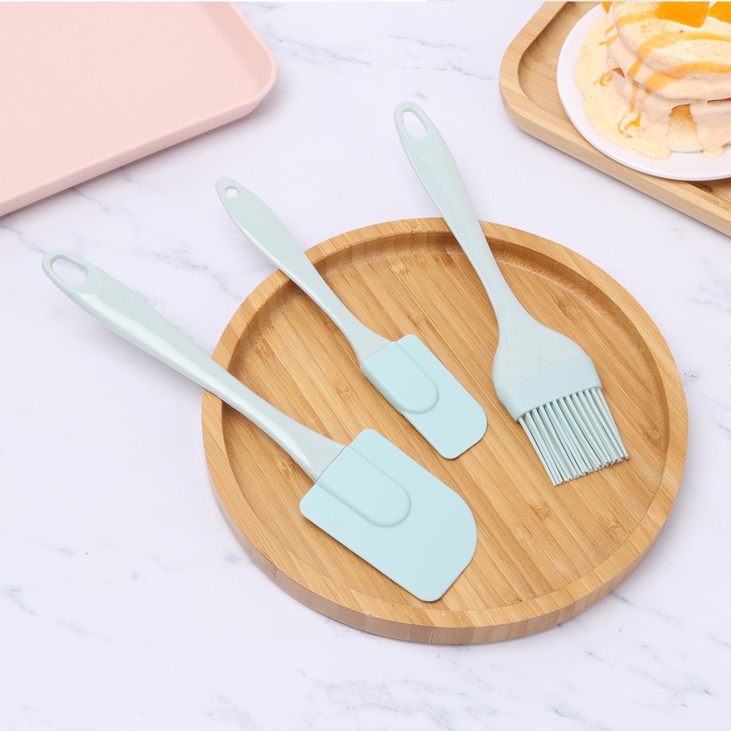 Populer 3 Pcs/Set Silikon Kuas Minyak Perlengkapan Kue Rumah Hijau Pink Modern Kesederhanaan Kue Peralatan Dapur Set
