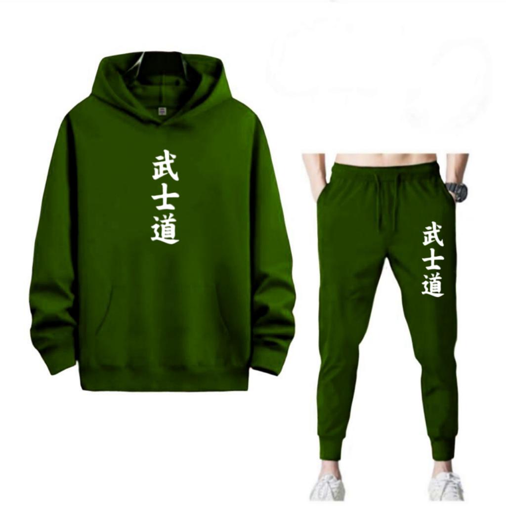 SETELAN BUSHIDO TULISAN CINA JEPANG JOGGER DAN HOODIE BAHAN TEBAL NYAMAN DIPAKAI TERLARIS