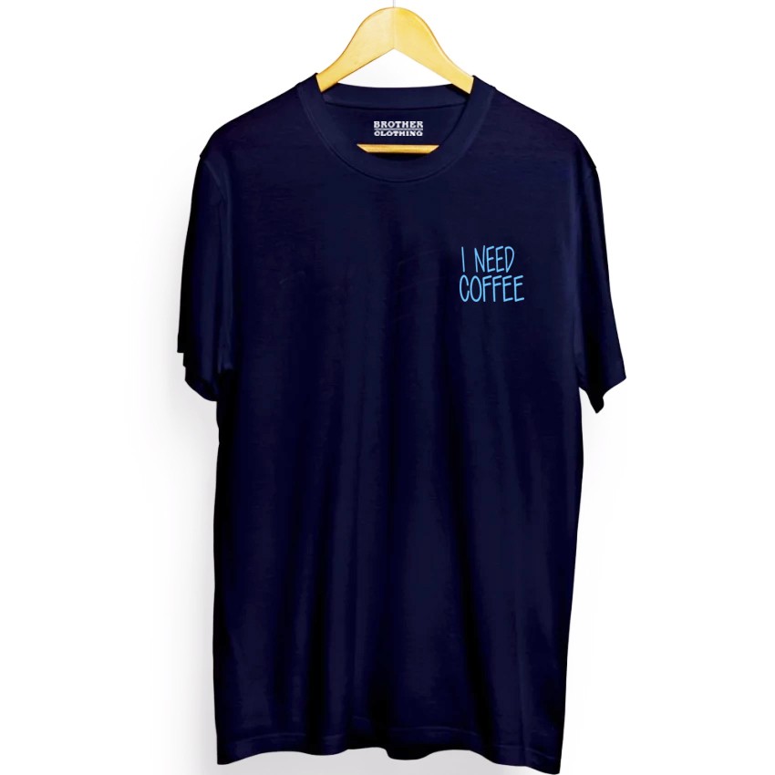 Kaos Distro I Need Coffee Little Light Blue - Abu Misty Premium