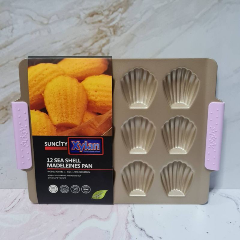 Suncity 12cups madeleine cake pan with silicone handle / loyang kerang