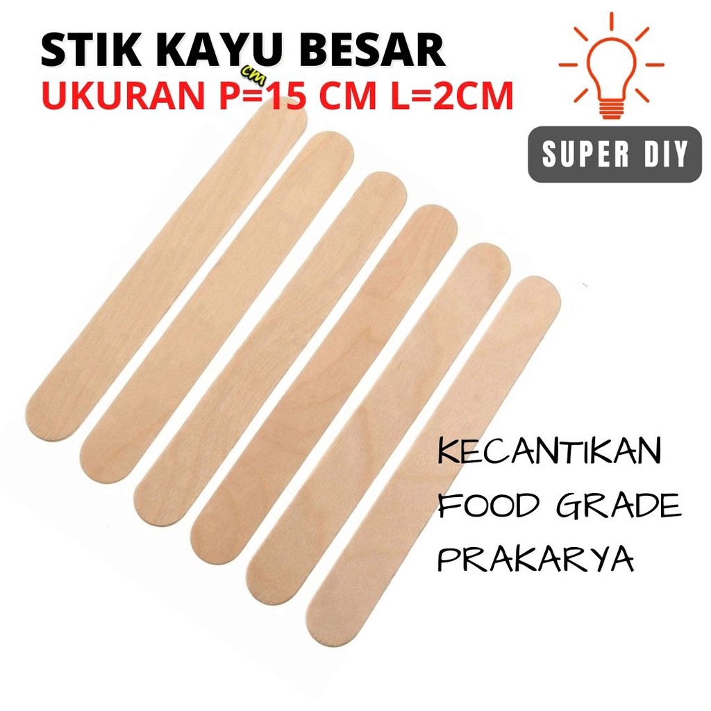 STICK KAYU JUMBO BESAR HALUS / SPATULA KAYU / STICK ICE CREAM / STIK ES KREAM / STIK KAYU UNTUK PRAKARYA BAHAN HALUS