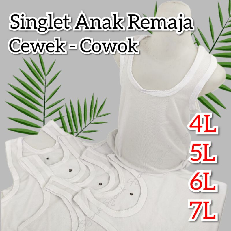 Singlet Anak Remaja Cewek Cowok Laki-Laki 4L 5L 6L 7L Putih Kaos Pakaian Dalam Jumbo Polos Sigonik