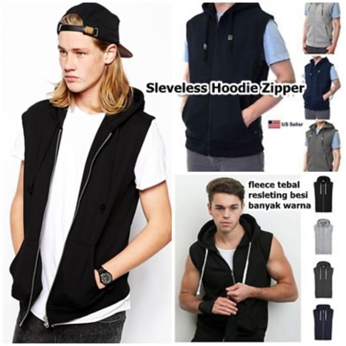 TERBARU - JAKET SLEVELESS HOODIE ZIPPER JACKET VEST ROMPI KERUDUNG TANPA LENGAN