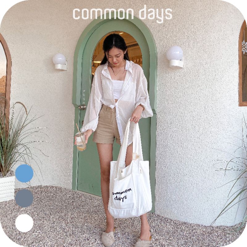 common days Totebag / Totebag Wanita / Tote Bag Aesthetic / Tote Bag Resleting / Hitam / Broken White / Korea / Vintage / Kuliah / Tebal / Premium