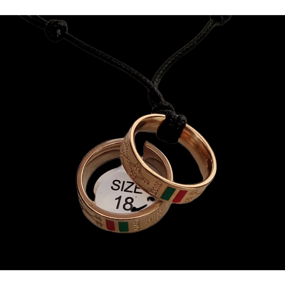 kalung tali pria liontin cincin original stainless steel black silver gold gucci palestina