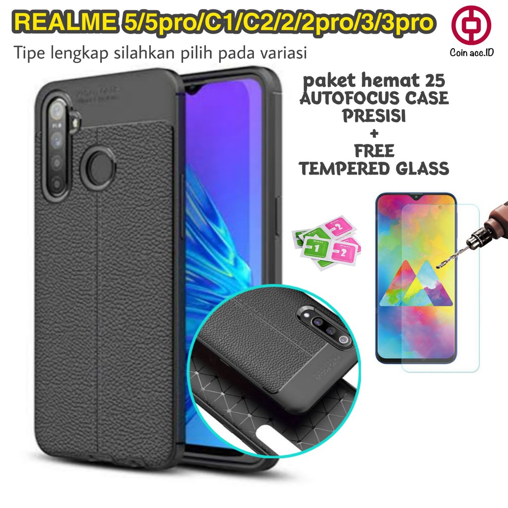 Auto Focus leather case REALME 5 / 5 PRO - silikon motif kulit elegan original