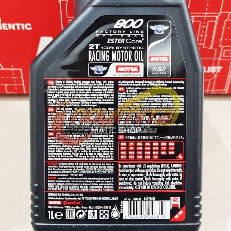 Oli Samping Motor 2 TAK Motul 800 OFF ROAD 2T Factory Line Ester Core 1L