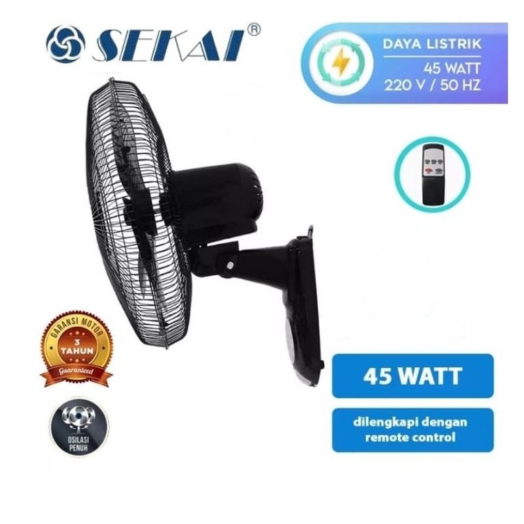 SEKAI KIPAS ANGIN DINDING WALLFAN 16&quot; 16IN WFN 1628R 1628 RC + REMOTE CONTROL WALL FAN 16 INCH  45 WATT