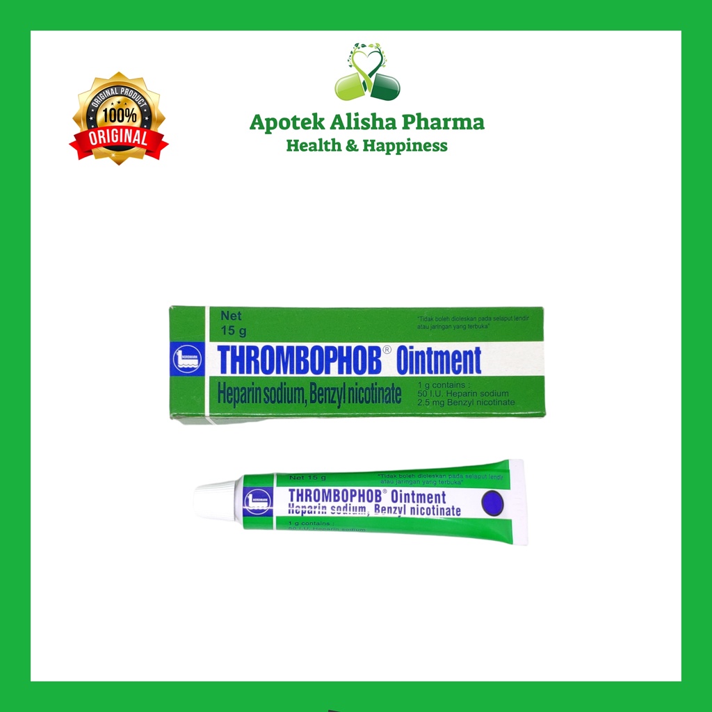 THROMBOPHOB OINTMENT 15gr - Thrombophob Heparin Sodium Salep / Trombopob Oint / Salep Memar / Luka Lebam / Kulit Biru