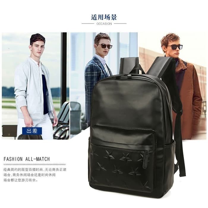 Tas Ransel Kulit Tas Ransel Tas Import Tas Ransel Unisex - Hitam