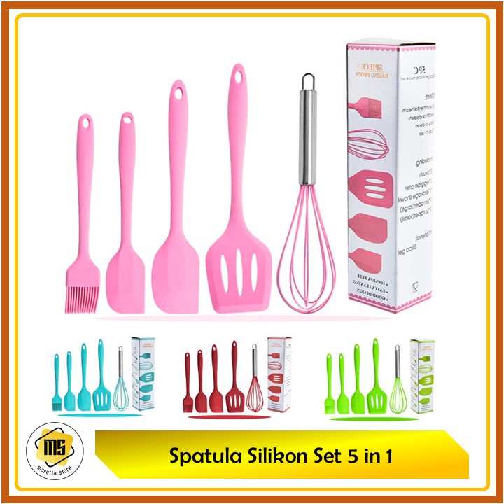 Spatula Silikon Set 5in1 Alat Masak Tahan Panas