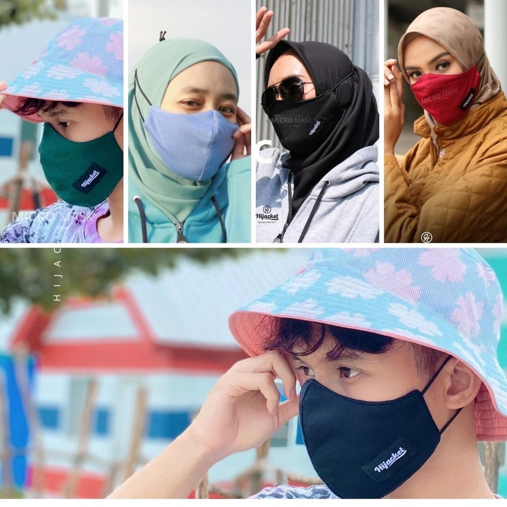 TERLARIS masker kain wanita pria micro mask by hijacket 12 varian warna MODEL EARLOOP & HEADLOOP-6