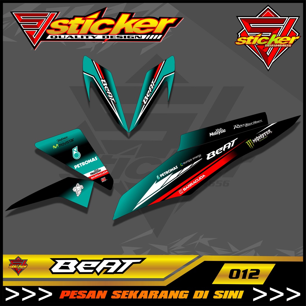 012 STRIPING STICKER BEAT FI 2013-2015 VARIASI DISAIN PETRONAS