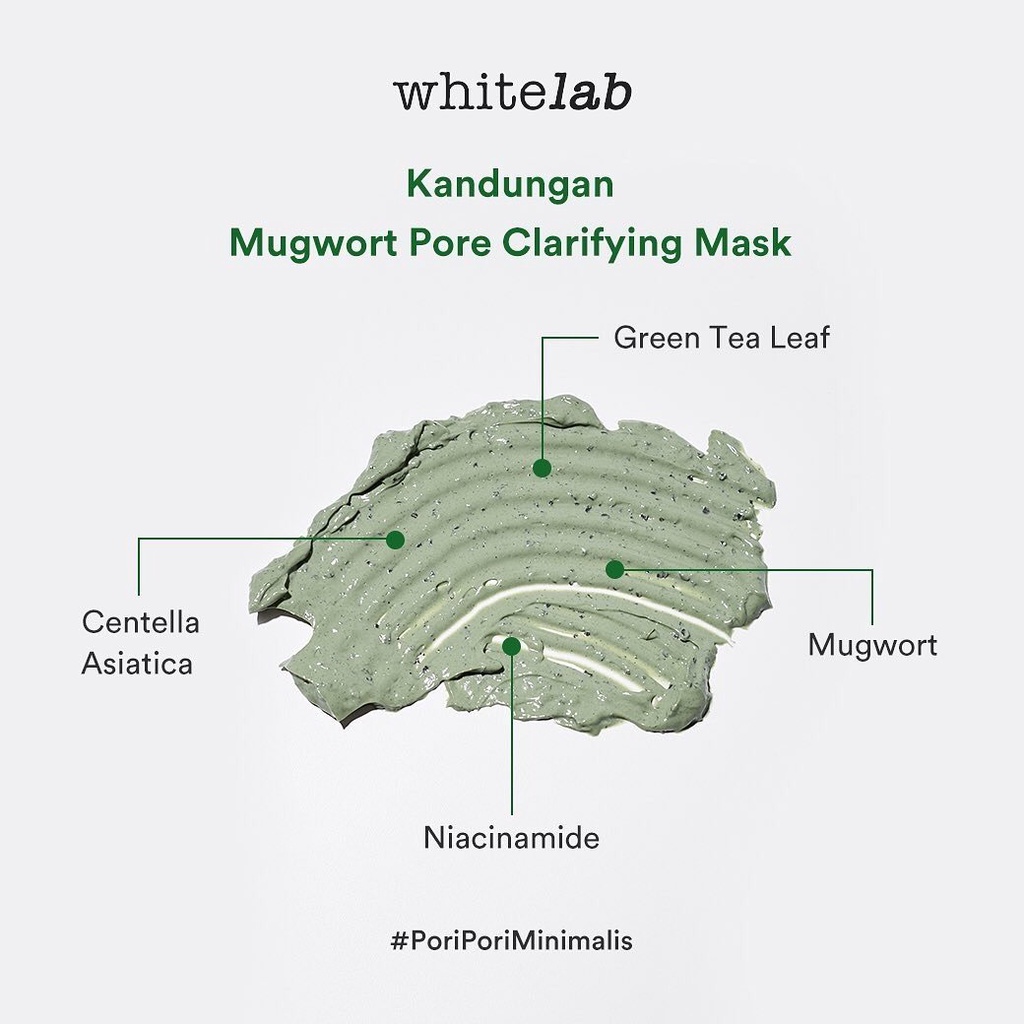 [ORI] Whitelab Mugwort Pore Clarifying Mask Melembabkan &amp; Menenangkan Kulit Iritasi Mengontrol Produksi Minyak Berlebih - 50 Gram BPOM