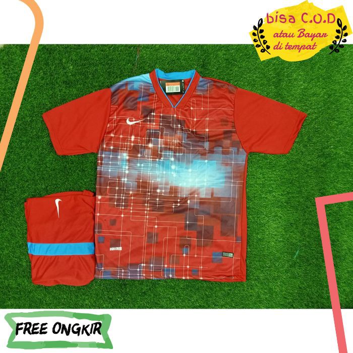 [COD]1091 BAJU FUTSAL / BAJU KAOS BOLA PRIA DEWASA MURAH NIKE BINTIK ORANGE IMPORT GRADE ORI