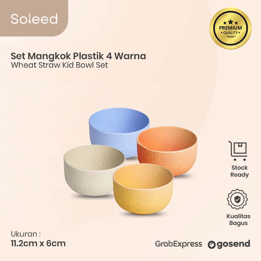 MANGKOK PLASTIK JERAMI GANDUM 1 SET 4 WARNA  WHEATSTRAW KID BOWL