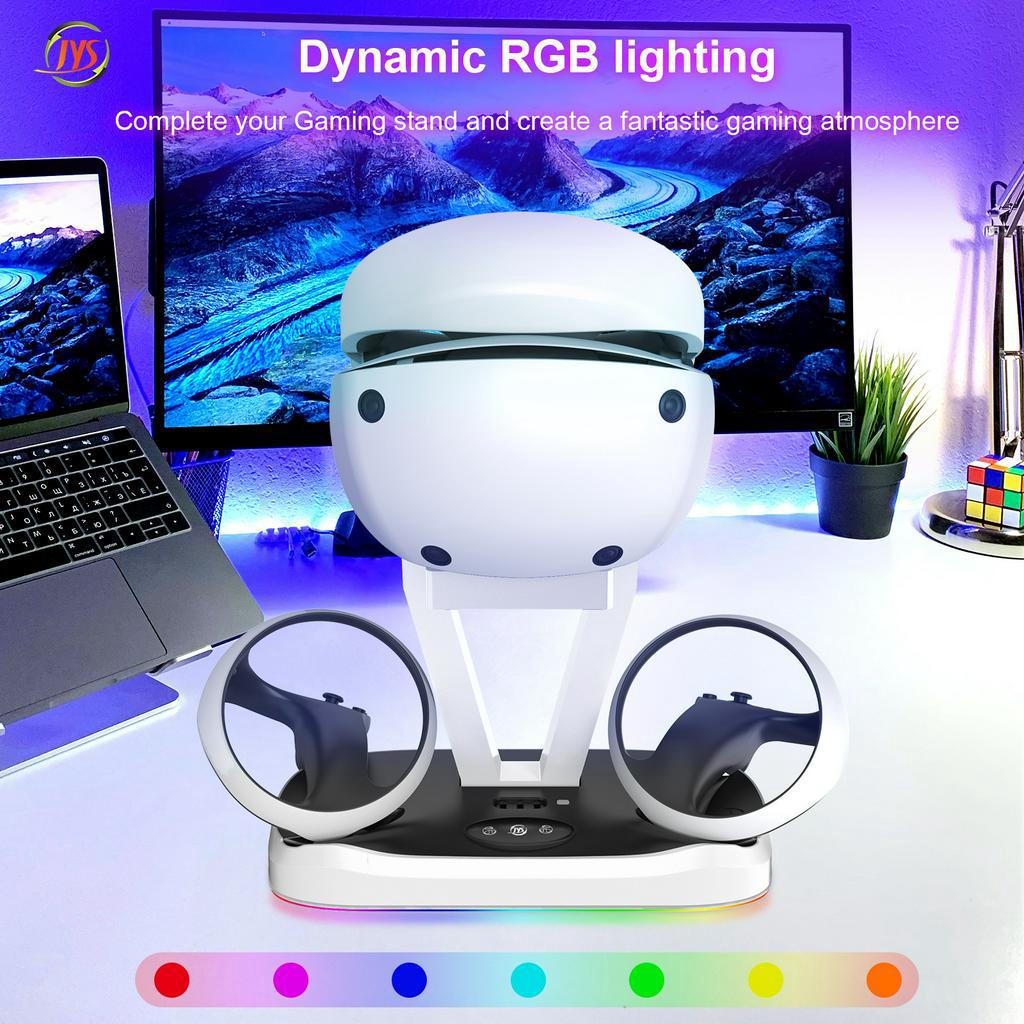 JYS Charging Dock Display Stand For PS5 VR2 / Tempat Cas Stik Controlllers PSVR2 RGB Ambient Light