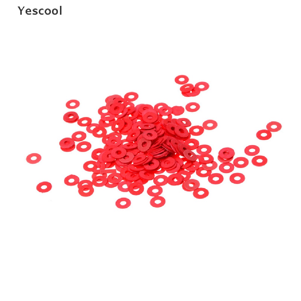 Yescool 100 Pcs Ring Washer Bahan Serat Karbon Warna Merah Ukuran 3mm