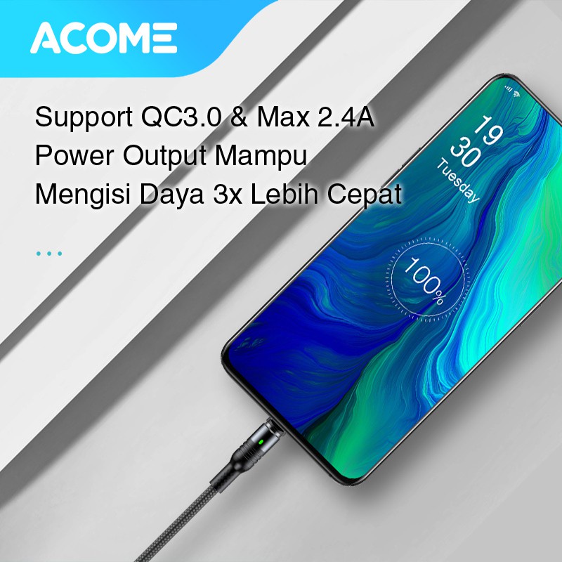 ACOME KABEL DATA STRONG MAGNETIC FAST CHARGING 2.4A 100CM GARANSI 1 TAHUN AXM-010