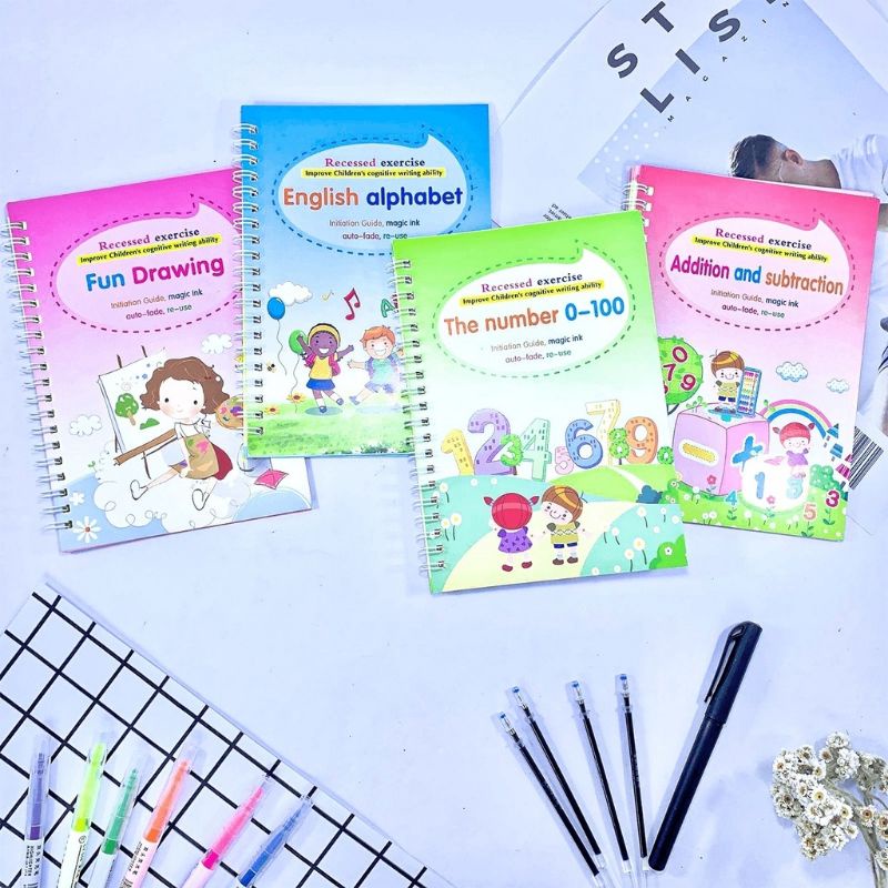 

magic book, buku latihan menulis