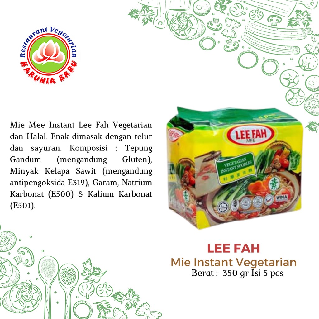 

LEE FAH Mie Instant Vegetarian 350 gr Isi 5 pcs