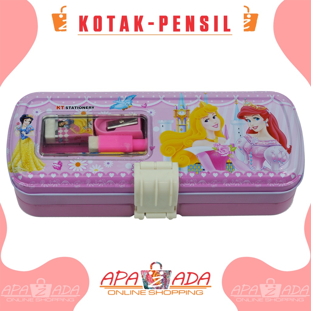 Apazada - Kotak Pensil Kaleng Karakter  2 Susun + Isi / Tempat Pensil Kaleng Plus Isi / Pencil Case Murah Berkualitas Bisa Cod-1