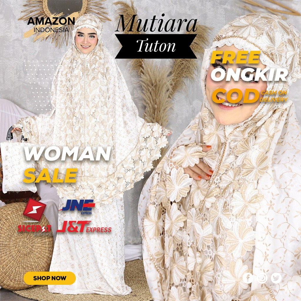 MUKENA WANITA DEWASA TUTON WARNA WHITE BAHAN SUTRA PARIS BEST QUALITY KOMBINASI RENDA MEWAH BAGUS