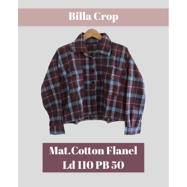 bila crop flanel atasan wanita