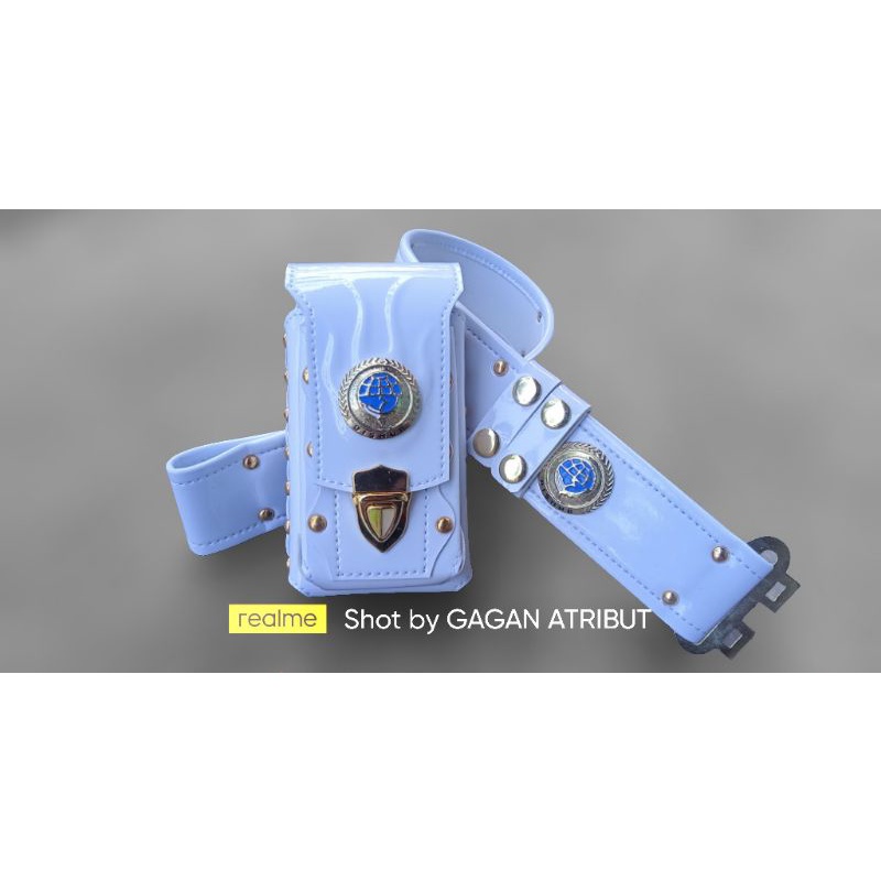 SABUK KOPEL DAN SARUNG HP DOBEL SLOT DISHUB LOGO LOGAM COR