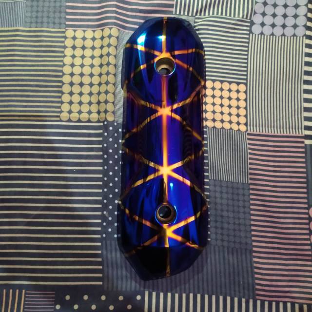 Tameng knalpot mio blue XXX bahan plat