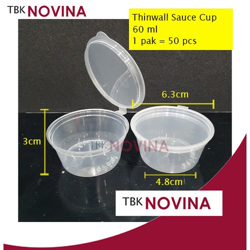 [50PCS] Thinwall Cup 60ml Plastik Tempat Puding Jelly Saos Saus Cup Container Sambal Sambel Slime