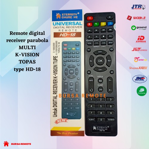 Remot / Remote Digital Receiver Parabola MULTI Bromo C2000 New K1100 K1200 K2000 C1000 K-VISION Type HD-18 / ecer dan grosir