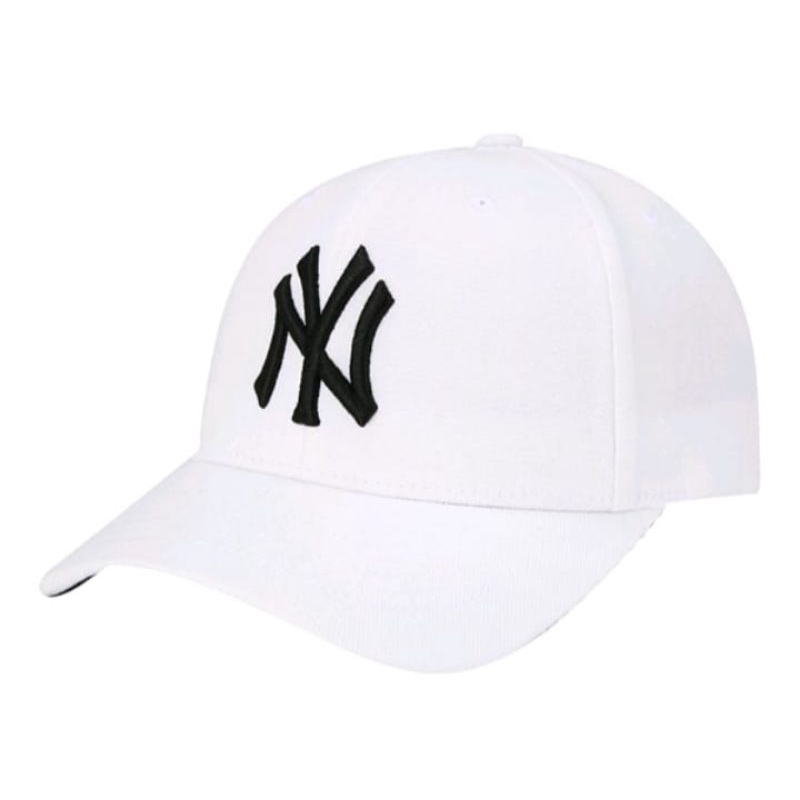 [PART 1] COD Topi Baseball Sport  Bordir / Topi Bucket Polos Pria / Wanita Distro Korea-N.Y Putih