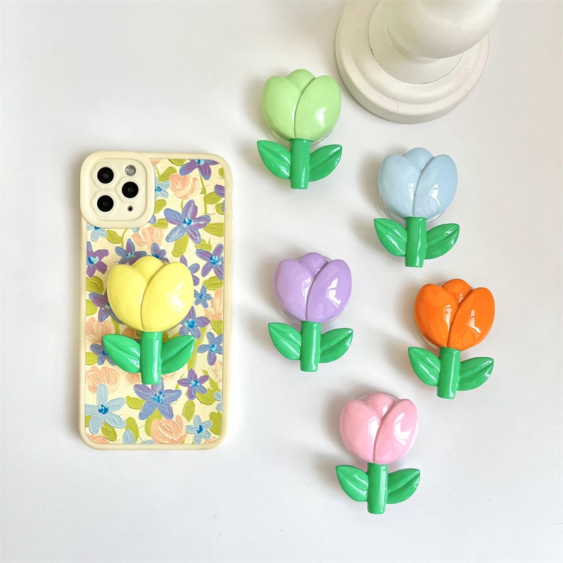 Stand Holder Handphone Bentuk Bunga Tulip Warna-Warni