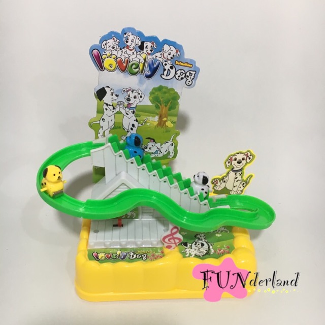 Guguk Dalmation Tangga kecil Lovely, battery operated, mainan sliding anjing lucu