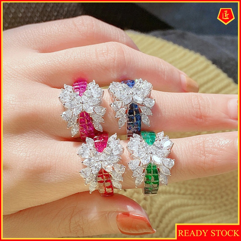 [Ready Stock]Luxury Brimless Rainbow Bridge Ring Creative Personality