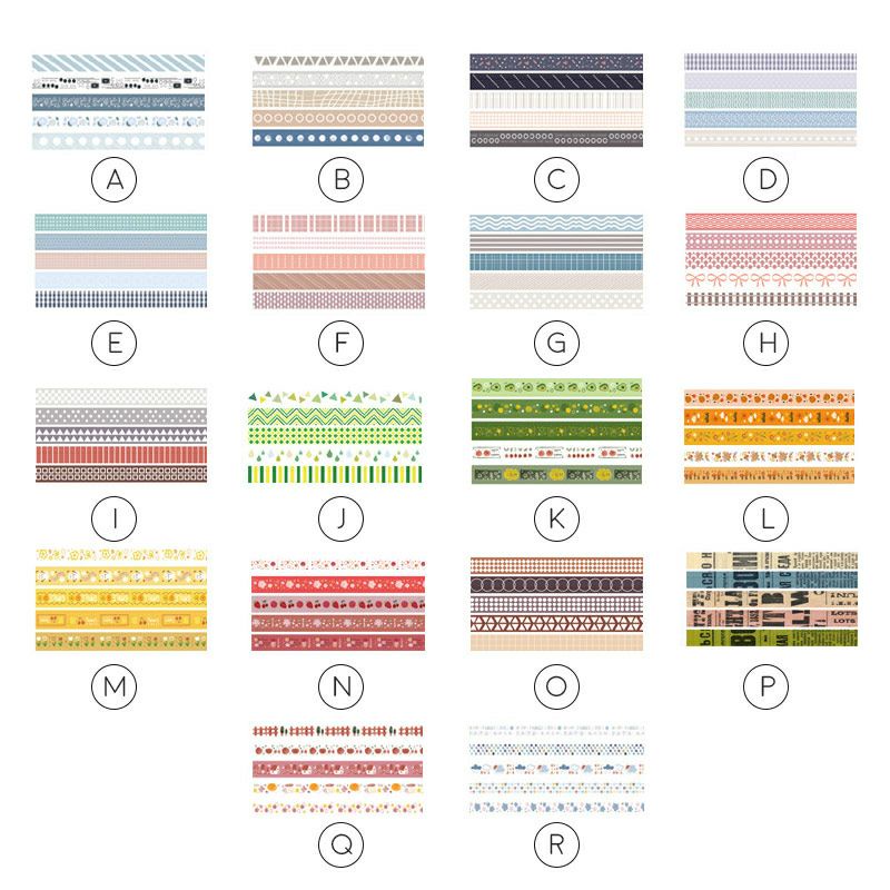 [AISYSTUFF] masking tape 1 set 5pc fresh pattern, washitape aesthetic vintage retro rainbow pastel, isolasi motif warna untuk journaling dekorasi scrapbook-2