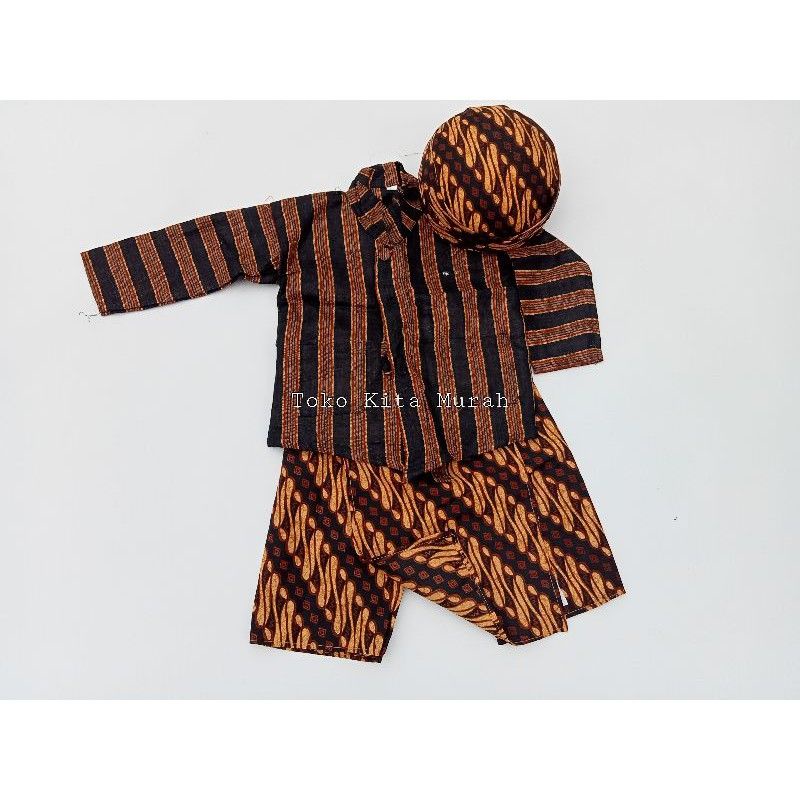 SetelanBaju adat jawa anak (Baju+Celana sarung+Blangkon) Usia 0-12 tahun