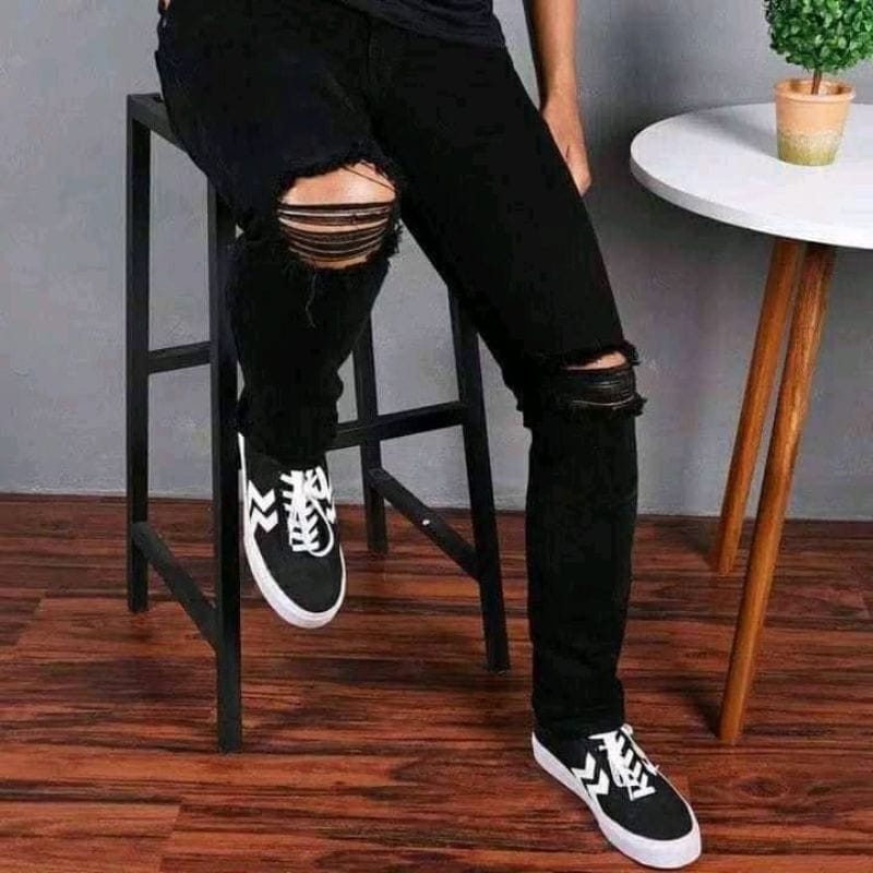 Celana Jeans Panjang Sobek hitam Ripped Jeans panjang hitam sobek panjang hitam