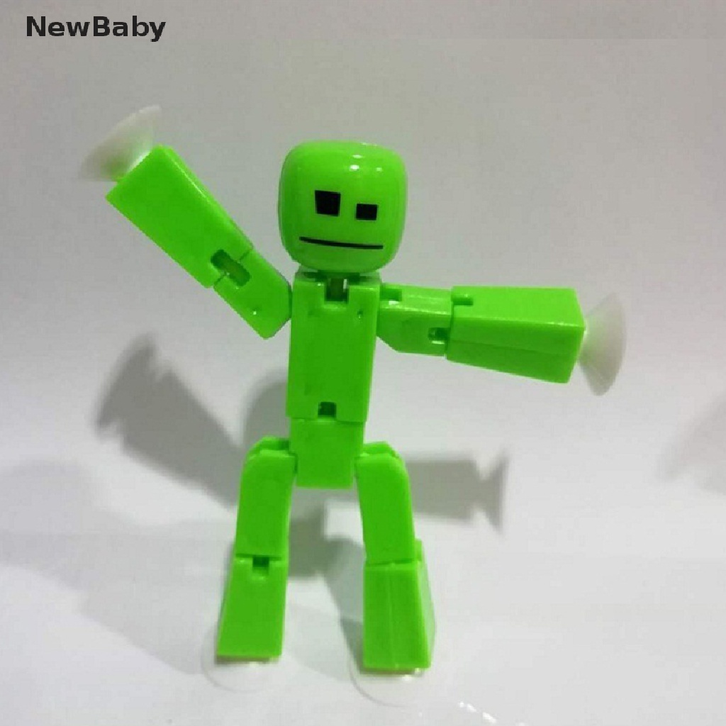 2pcs Mainan Boneka Animasi Stickbot Warna Acak Dengan Sucker Perekat Untuk Bayi