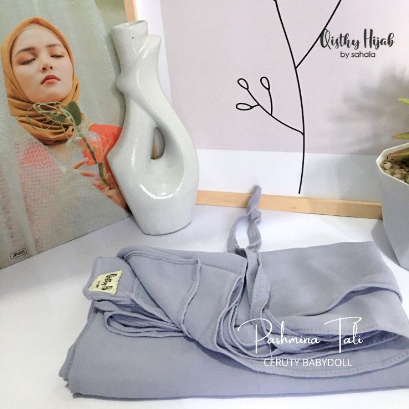 kerudung pashmina tali ceruty babydoll/hijab pashmina murah/pashmina instant