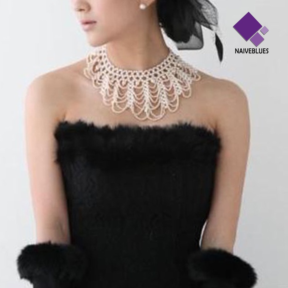 Kalung Mutiara Imitasi Model Hollow Gaya Elegan Untuk Wanita