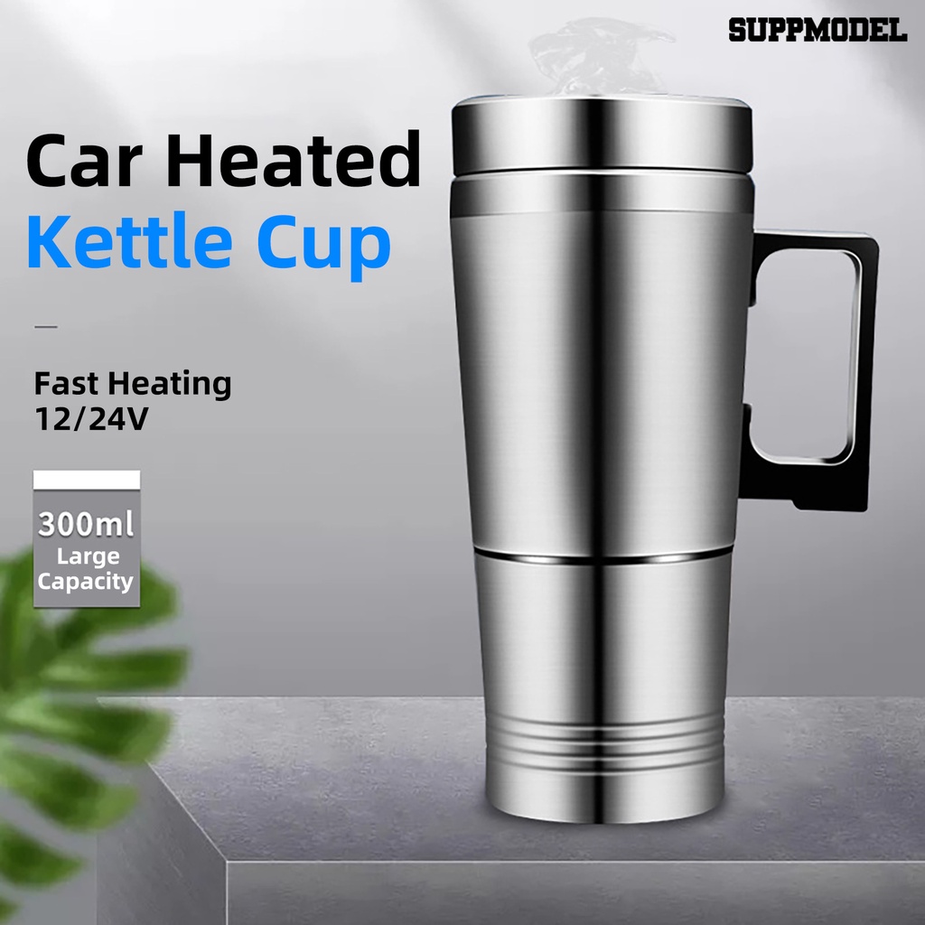 Ketel Pemanas Air Teh Kopi Susu Elektrik 12 / 24V 300ml Bahan Stainless Steel Untuk Mobil