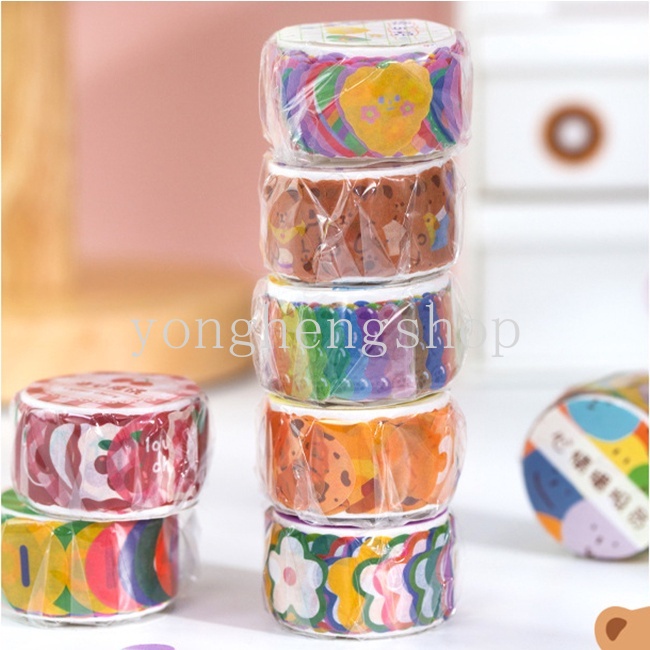 100pcs / Roll Stiker Kertas / Selotip Washi Motif Kartun Lucu Untuk Dekorasi Scrapbook / Jurnal / Craft DIY